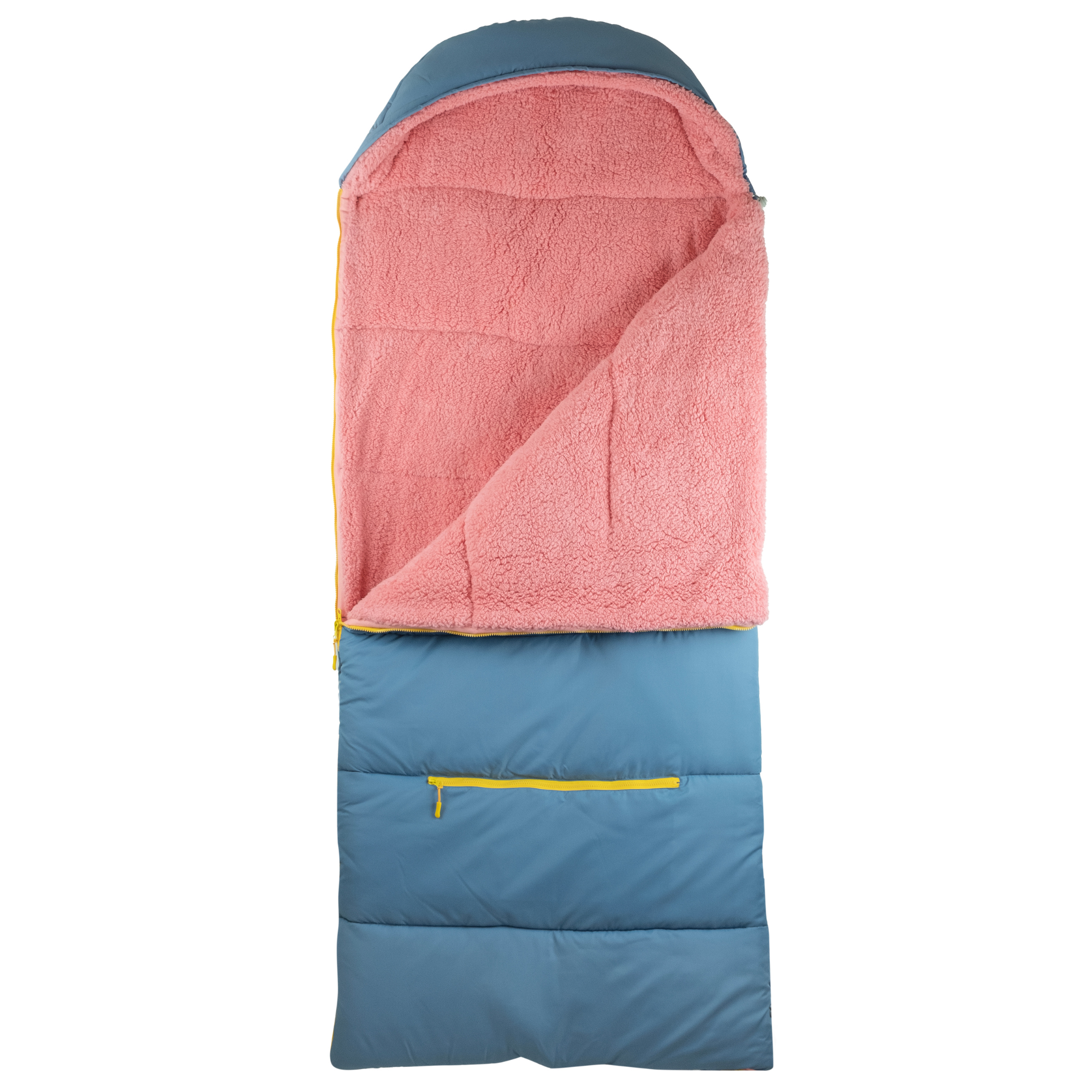Sleep-n-pack: Packable Sleeping Bag, Big Kid 7-12+ yrs - Hudson Blue/Cherry Pink Sherpa