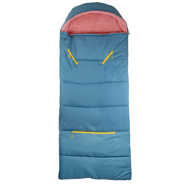 Sleep-n-pack: Packable Sleeping Bag, Big Kid 7-12+ yrs - Hudson Blue/Cherry Pink Sherpa