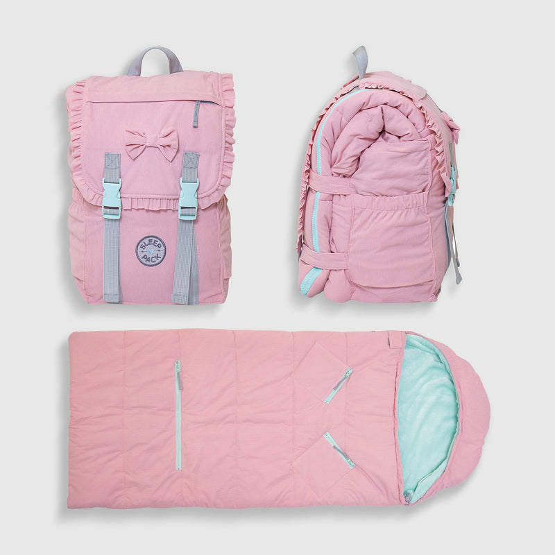 Sleep-N-Pack™ – Little Kid Size | Bows & Ruffles Cotton Candy Pink Corduroy