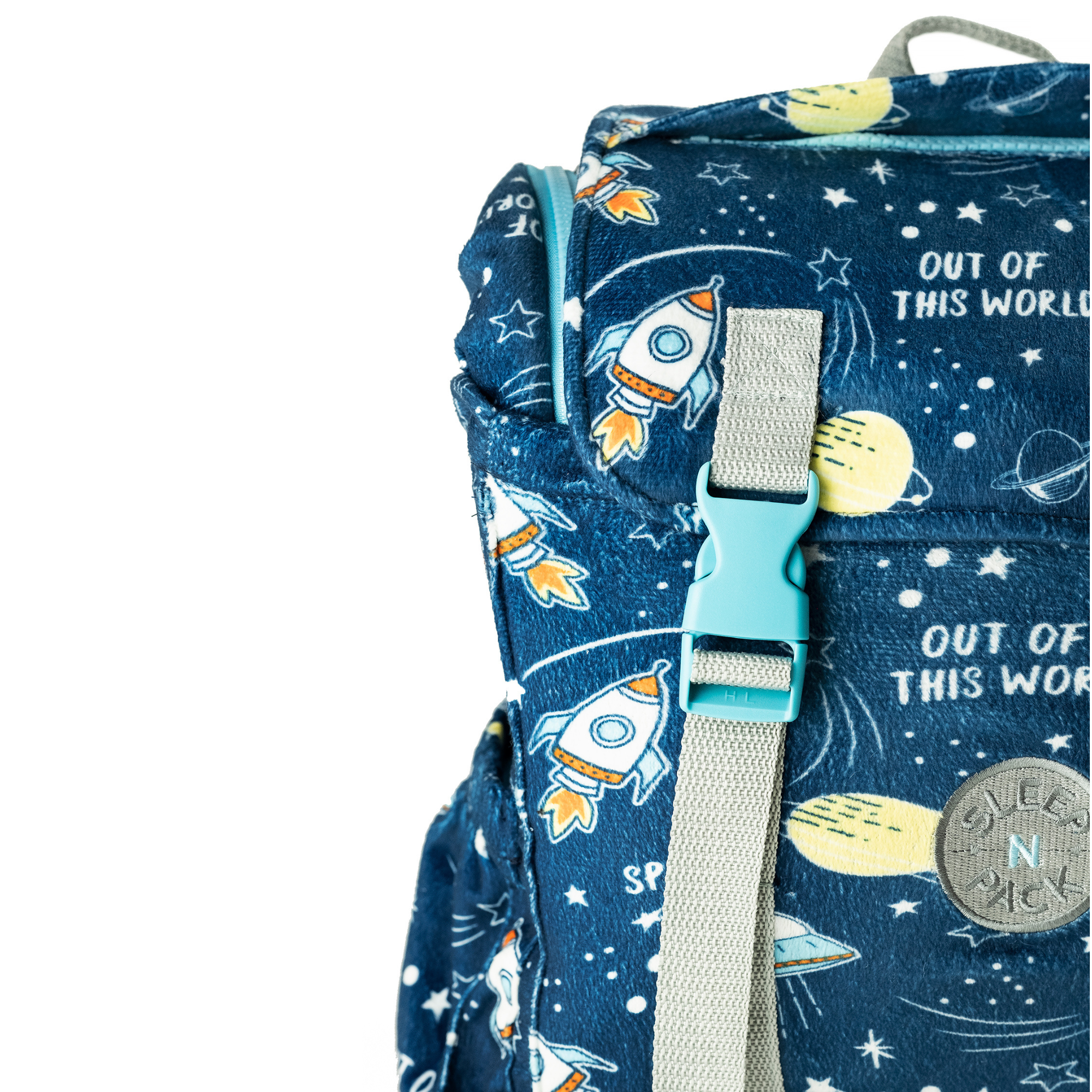 Sleep-n-Pack: Packable Little Kid's Sleeping Bag & Backpack, Cozy Mink, Space & Rockets