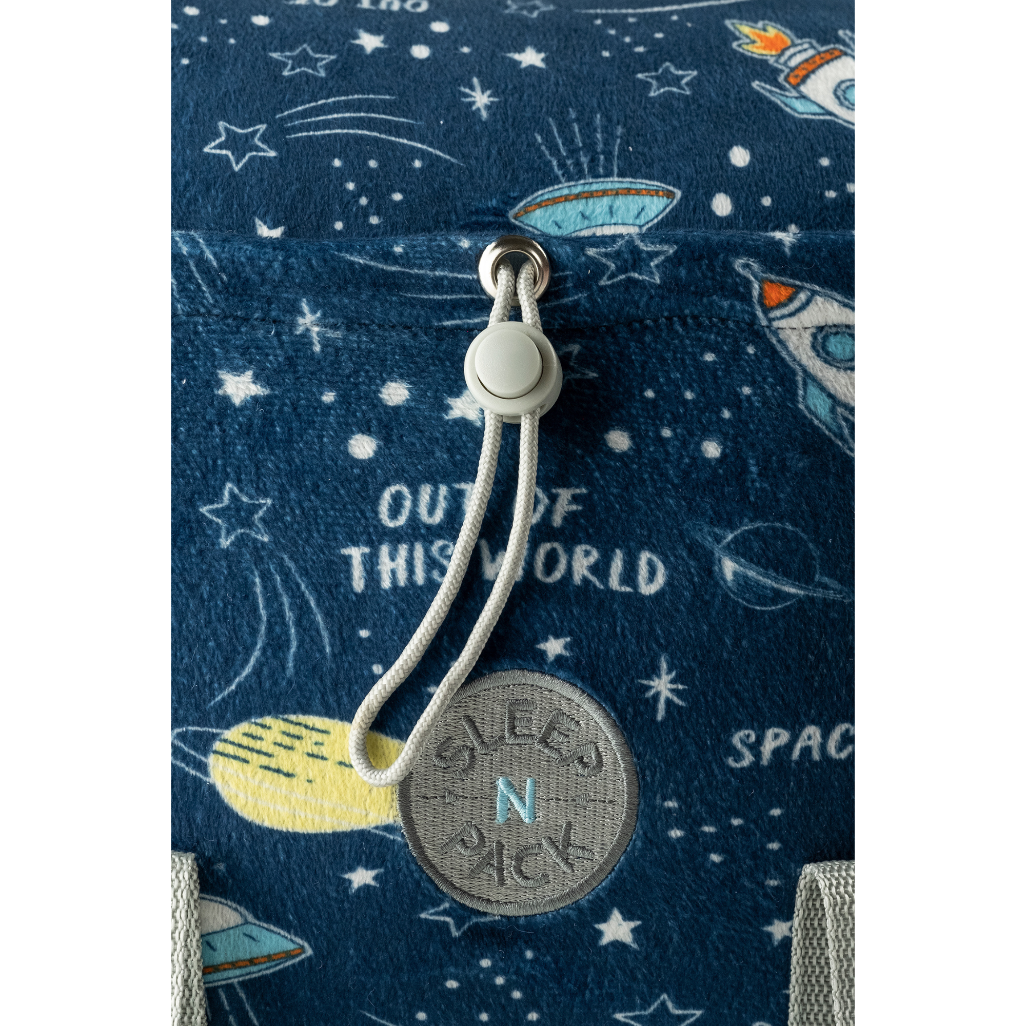 Sleep-n-Pack: Packable Little Kid's Sleeping Bag & Backpack, Cozy Mink, Space & Rockets