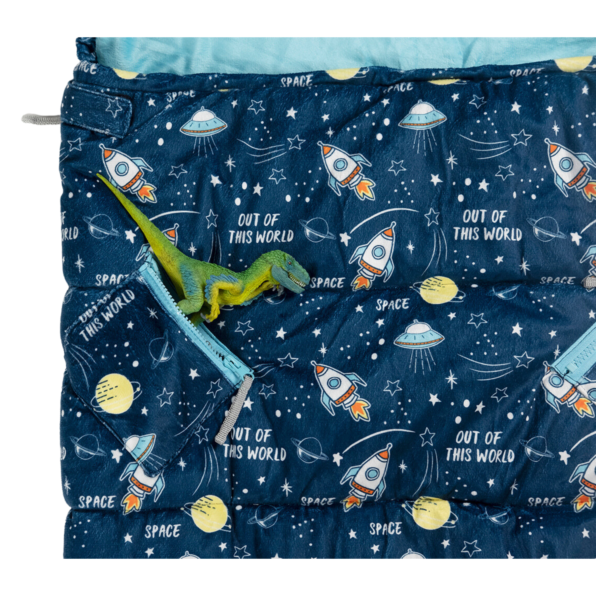 Sleep-n-Pack: Packable Little Kid's Sleeping Bag & Backpack, Cozy Mink, Space & Rockets
