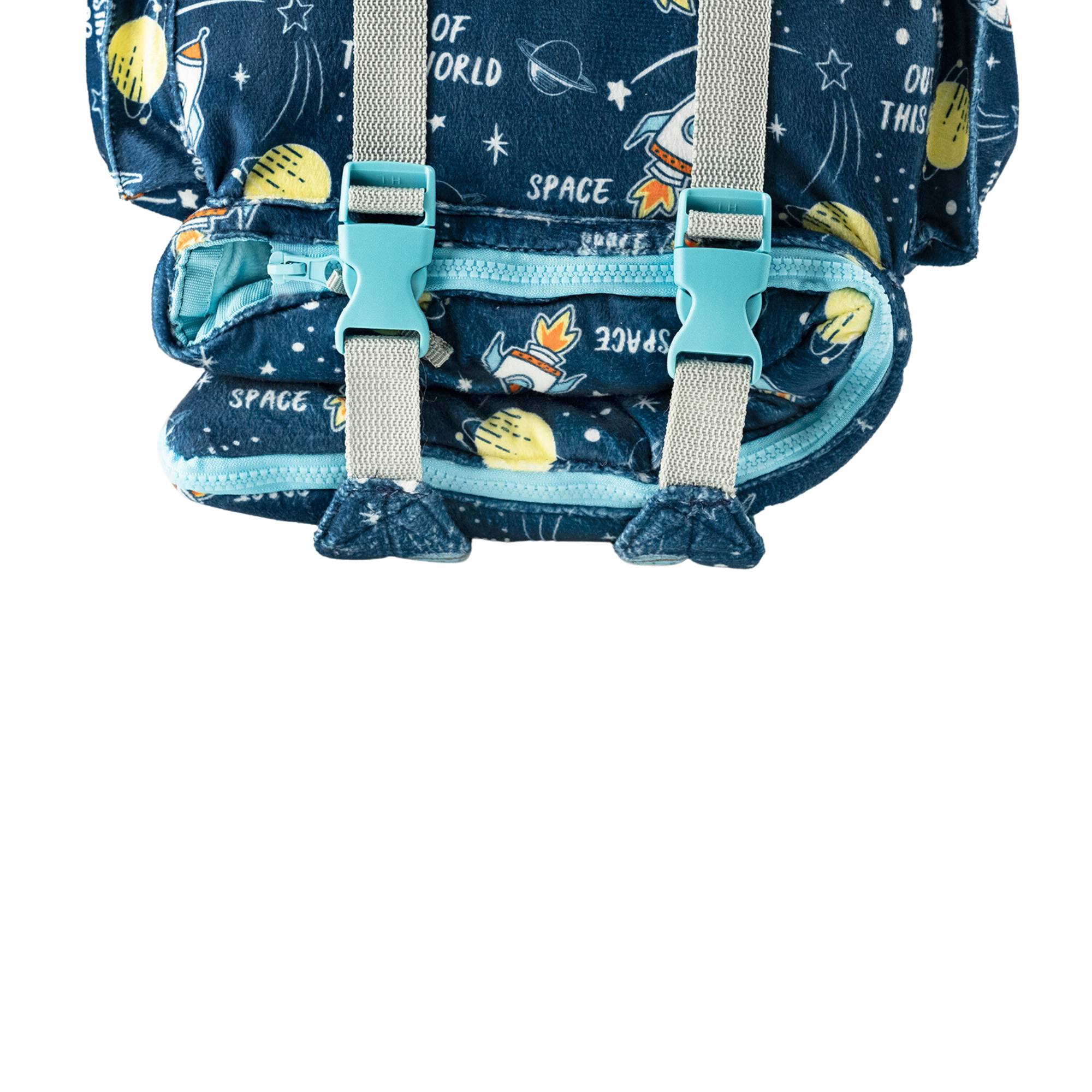 Sleep-n-Pack: Packable Little Kid's Sleeping Bag & Backpack, Cozy Mink, Space & Rockets