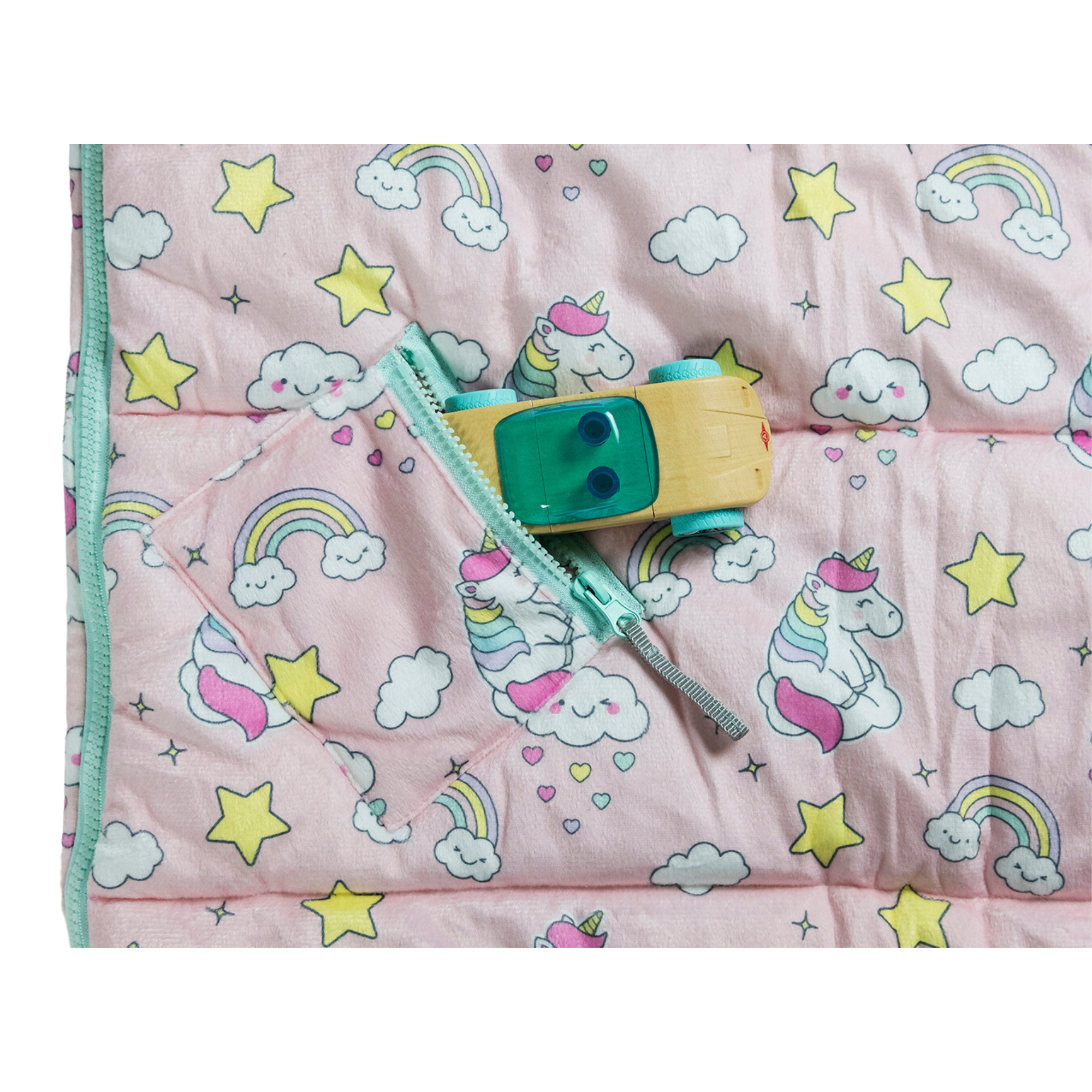 Sleep-n-Pack: Packable Little Kid's Sleeping Bag & Backpack, Cozy Mink, Unicorns