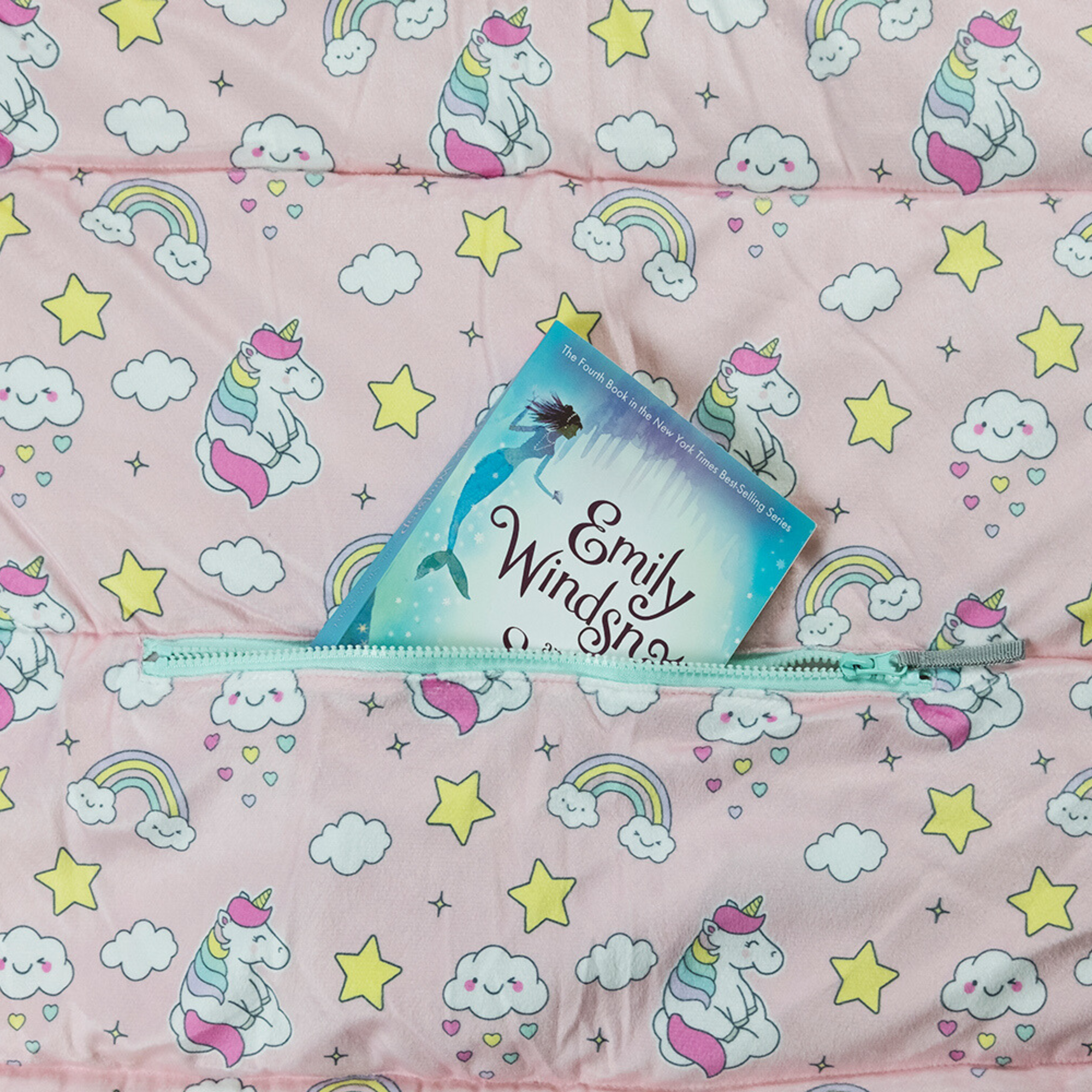 Sleep-n-Pack: Packable Little Kid's Sleeping Bag & Backpack, Cozy Mink, Unicorns