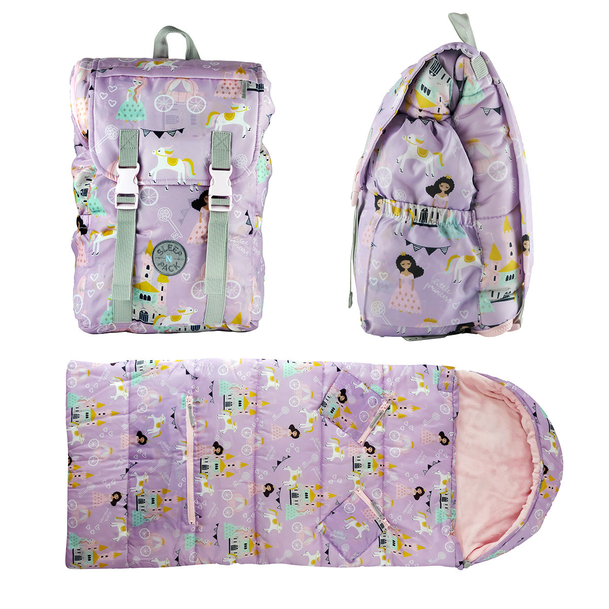 Sleep-N-Pack: Packable Sleeping Bag, Little Kid 3-6 yrs - Princesses