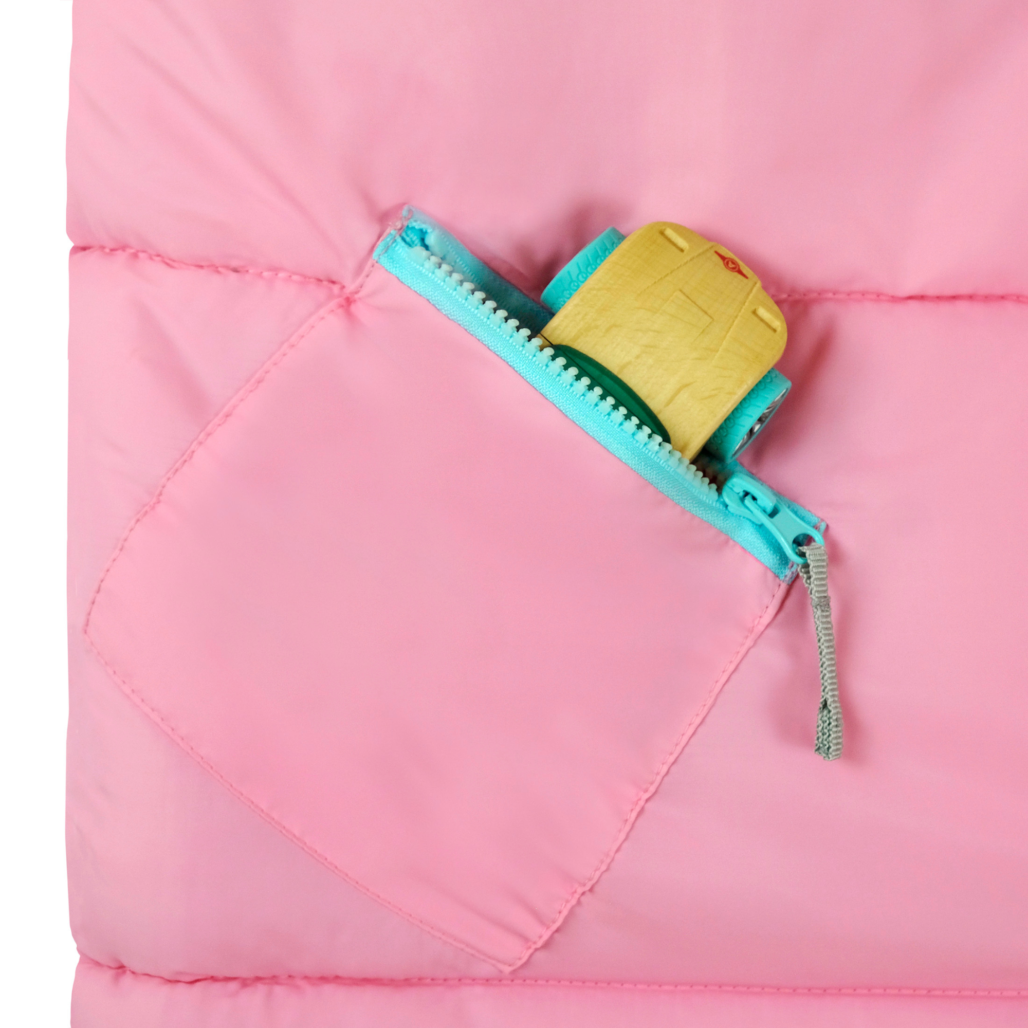 Sleep-N-Pack: Packable Sleeping Bag, Little Kid 3-6 yrs - Cosmos Pink/Glow-In-The-Dark Hearts