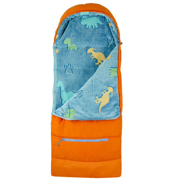 Sleep-N-Pack: Packable Sleeping Bag, Little Kid 3-6 yrs -  Tangelo/Glow-In-The-Dark Dinosaurs