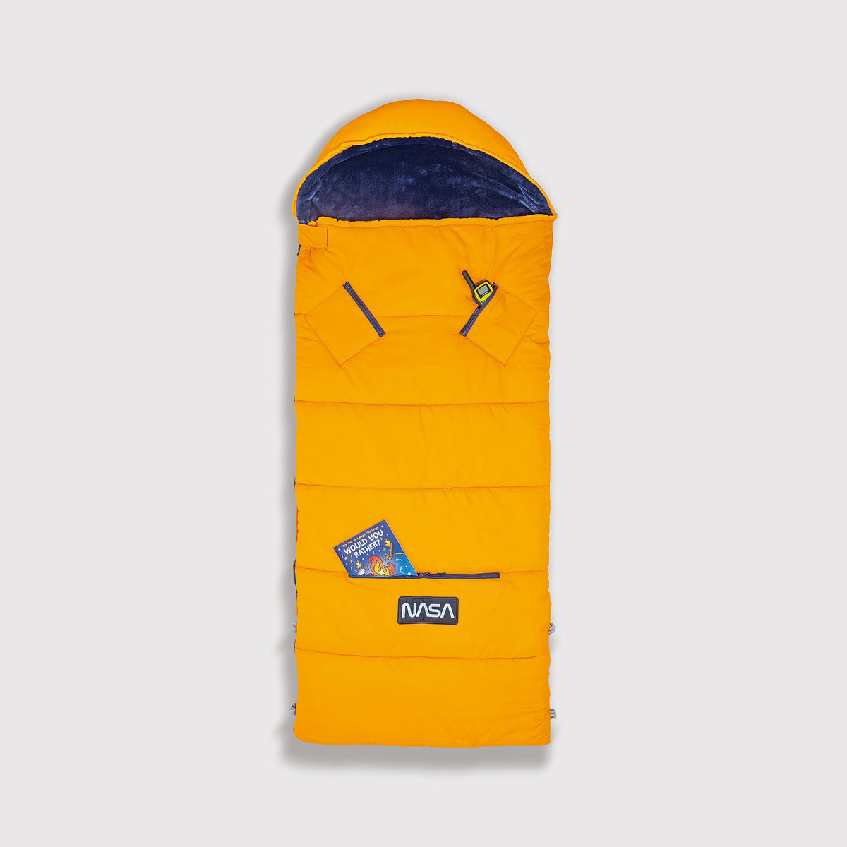 Sleep-N-Pack™ – Big Kid Size | NASA Official Logo & Patches | 2-in-1 Backpack & Sleeping Bag with Cozy Fleece Liner - ORANGE