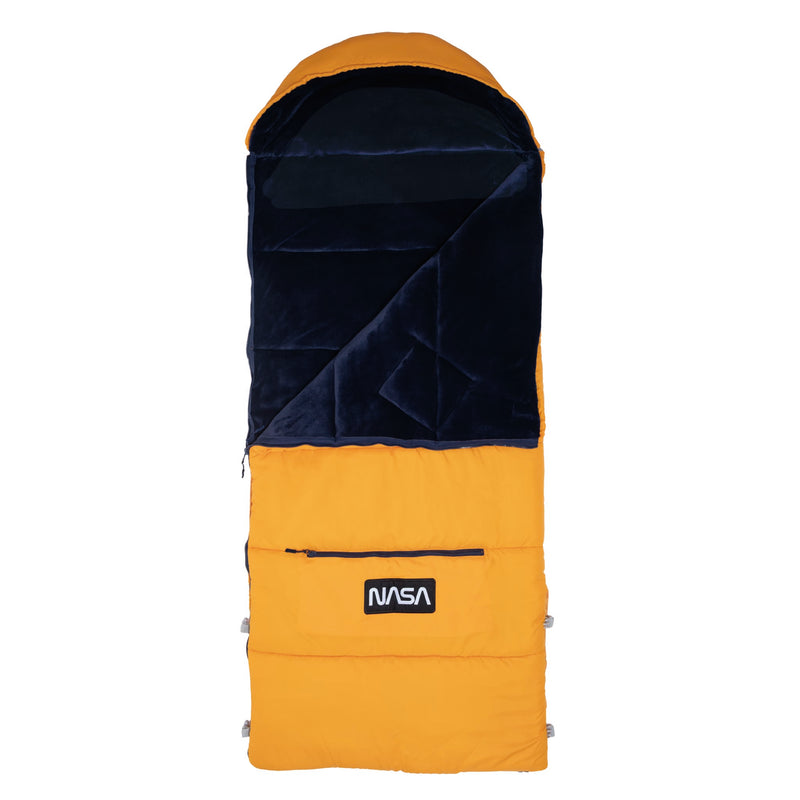 Sleep-N-Pack™ – Big Kid Size | NASA Official Logo & Patches | 2-in-1 Backpack & Sleeping Bag with Cozy Fleece Liner - ORANGE