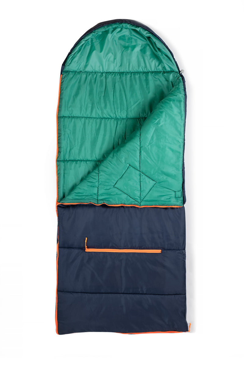 Sleep-n-pack: Packable Sleeping Bag, Big Kid 7-12+ yrs - Navy/Green