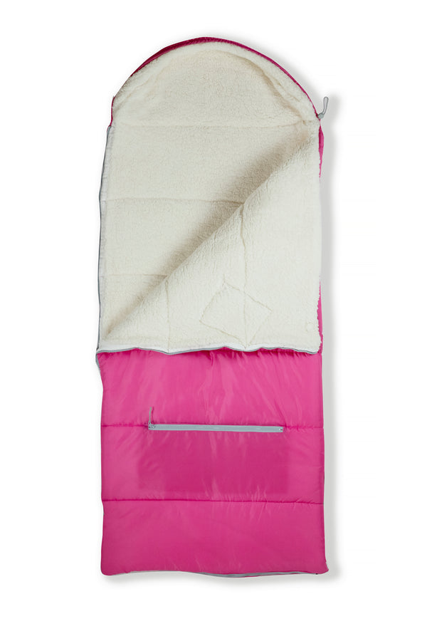 Sleep-n-pack: Kid's Sleeping Bag Backpack, Outdoor Rated, Sherpa Lined, Hibiscus/Coconut