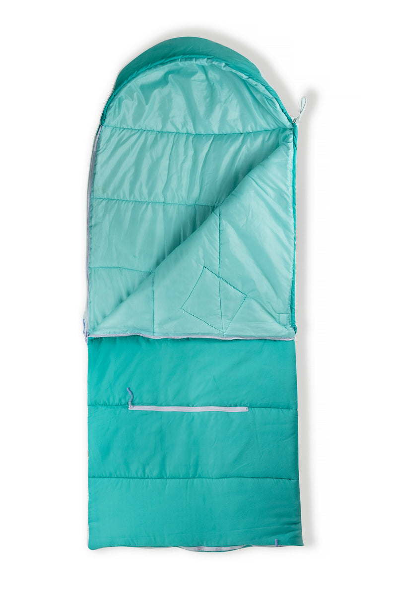 Sleep-n-pack: Kid's Sleeping Bag Backpack, Outdoor Rated, TeaCup Teal