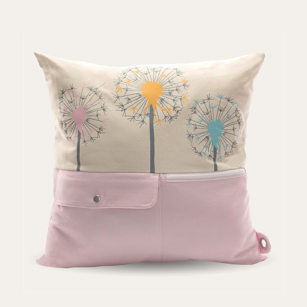 Wishes Pocket Decor Pillow with Storage and Floral Print